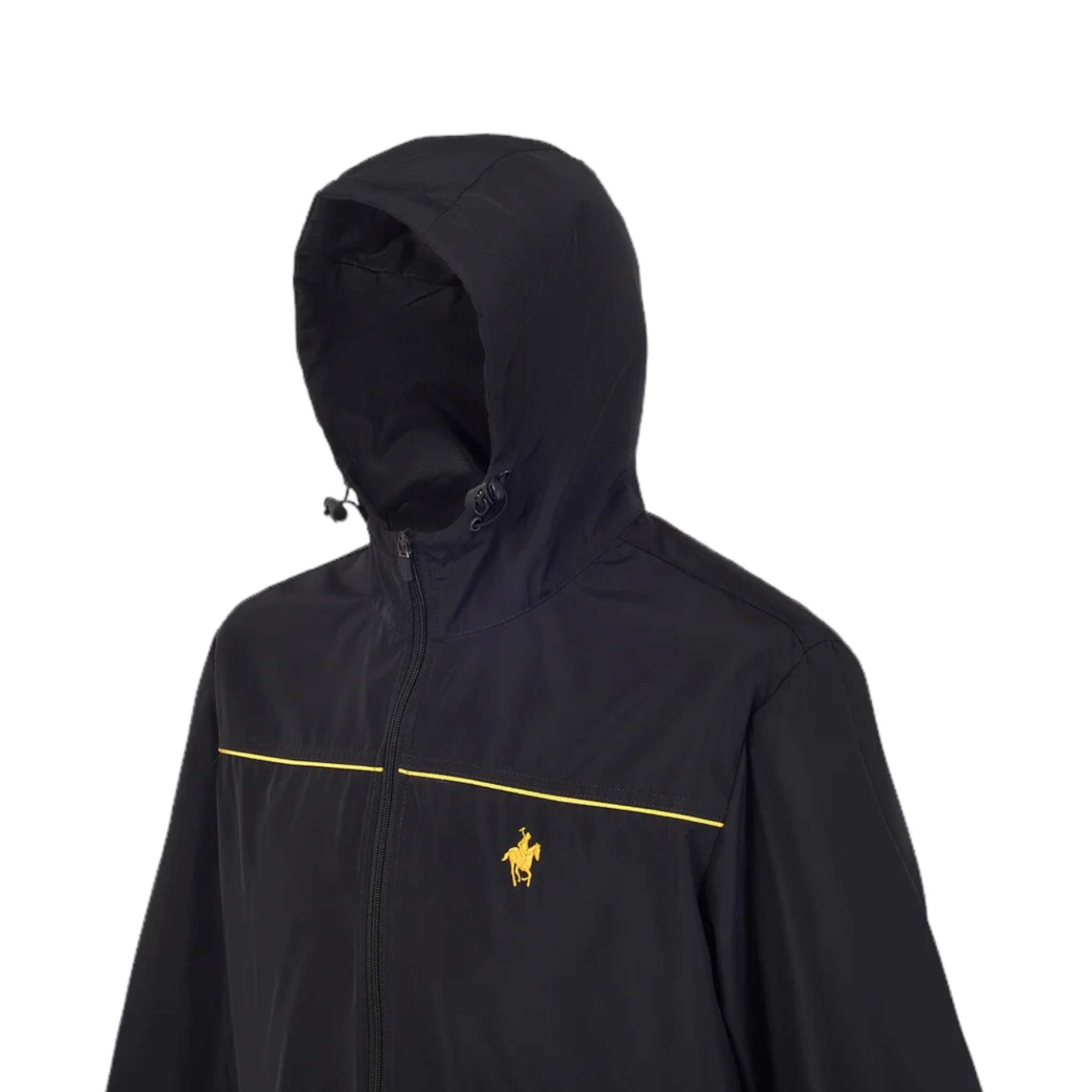 Chamarra Negro Franja Amarilla Para Caballero Polo Team.
