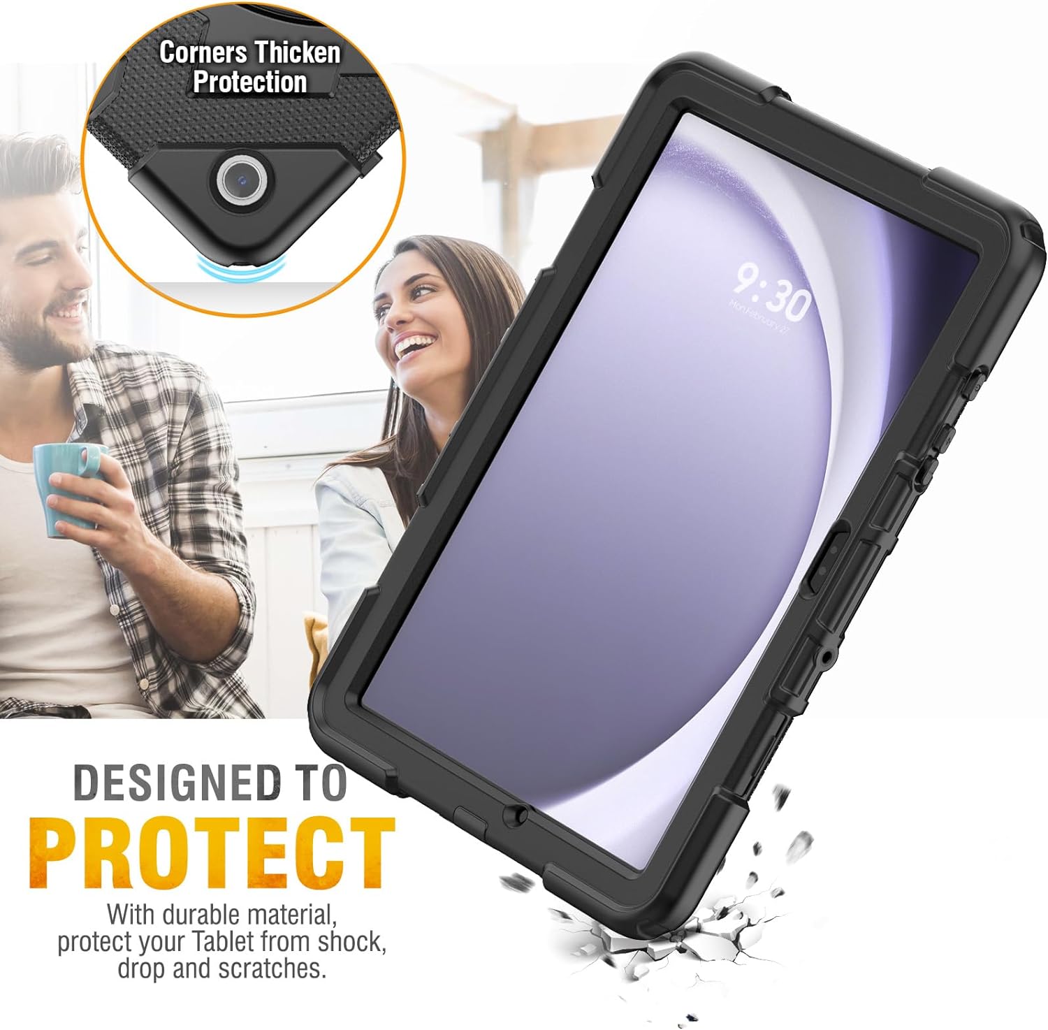Funda De Uso Rudo Para Tablet Samsung Galaxy Tab A9 Plus 11" (2023) SM-X210/SM-216/SM-X218 Negro.