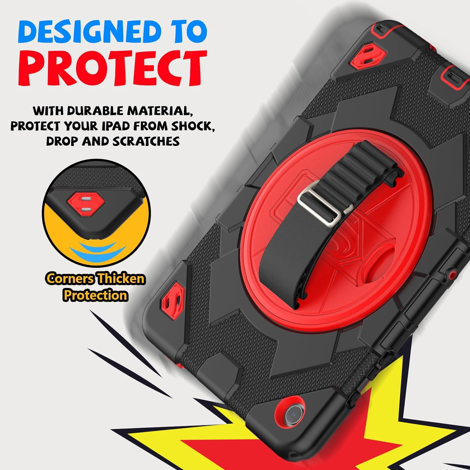  Funda De Uso Rudo Para Tablet Samsung Galaxy Tab A9 Plus 11" (2023) SM-X210/SM-216/SM-X218 Negro/Rojo.