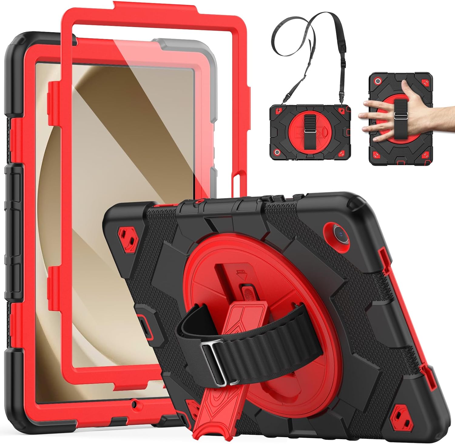  Funda De Uso Rudo Para Tablet Samsung Galaxy Tab A9 Plus 11" (2023) SM-X210/SM-216/SM-X218 Negro/Rojo.