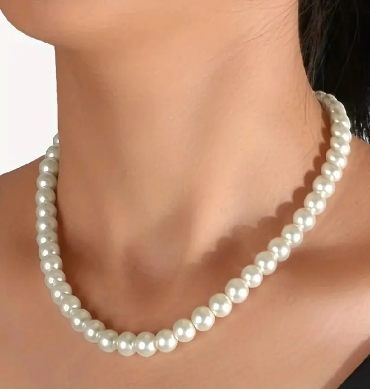 Collar Perla Mallorca Con Broche Chapa de Oro  A 071.