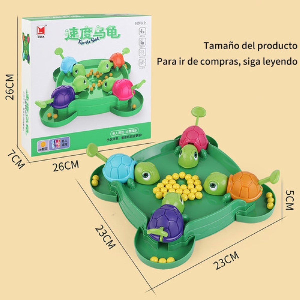 "Basta Juego De Mesa Tortuga Pacman Juego Destreza verde "