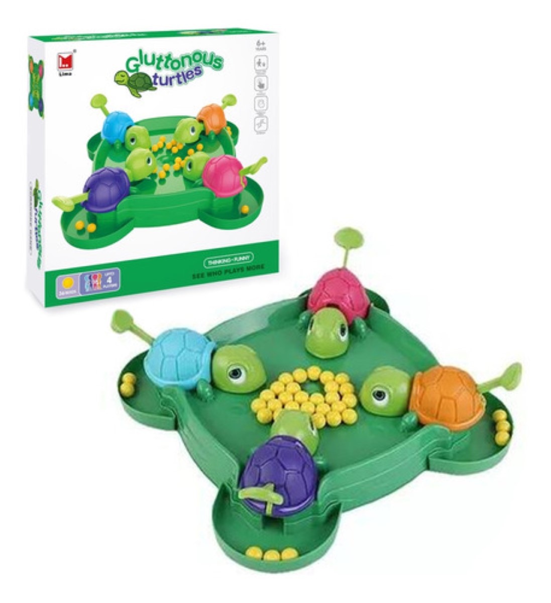"Basta Juego De Mesa Tortuga Pacman Juego Destreza verde "