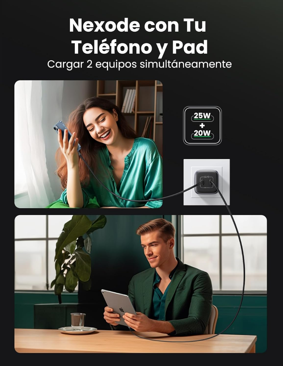 UGREEN Cargador USB C PD 45W Nexode Carga Rápida.