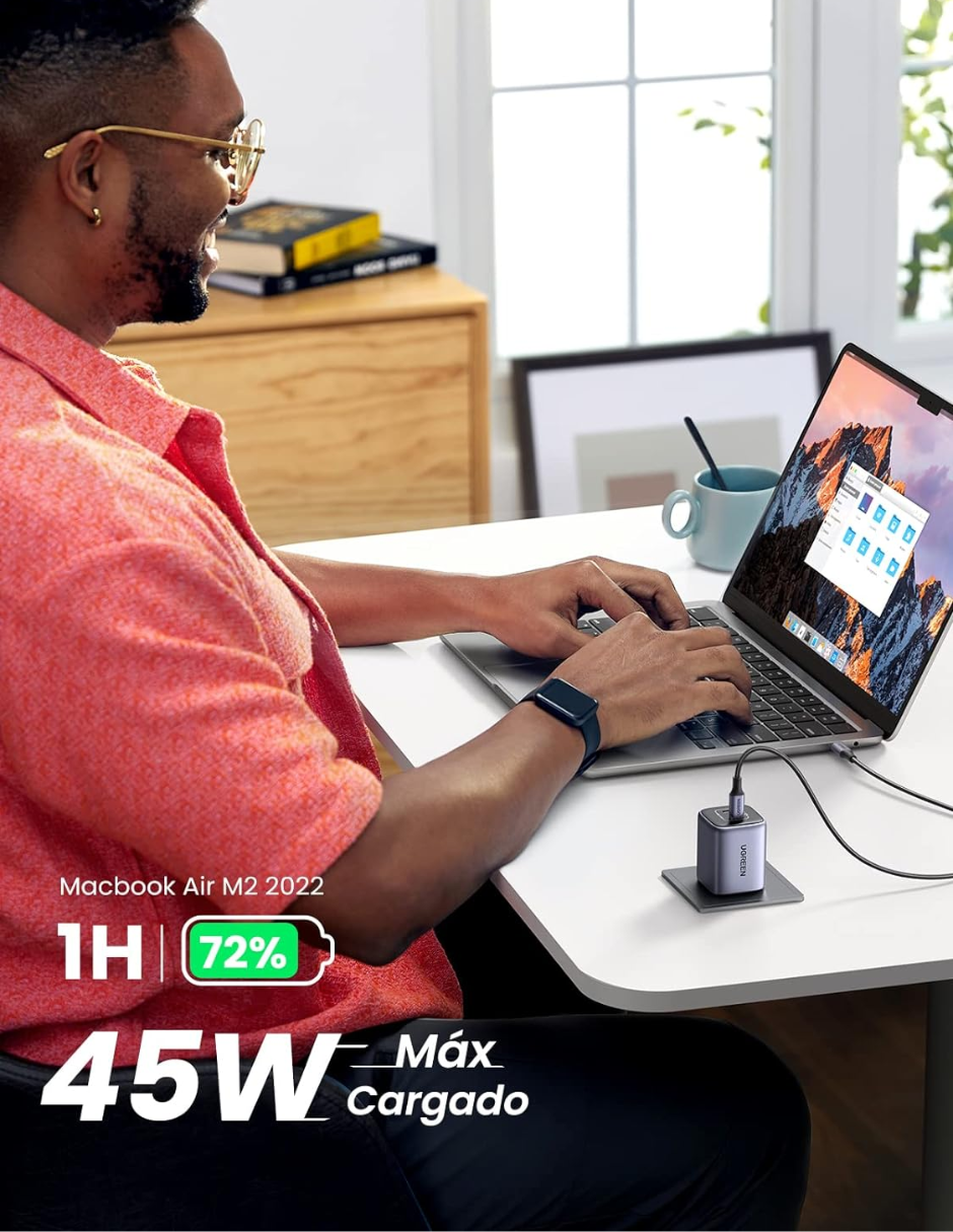 UGREEN Cargador USB C PD 45W Nexode Carga Rápida.