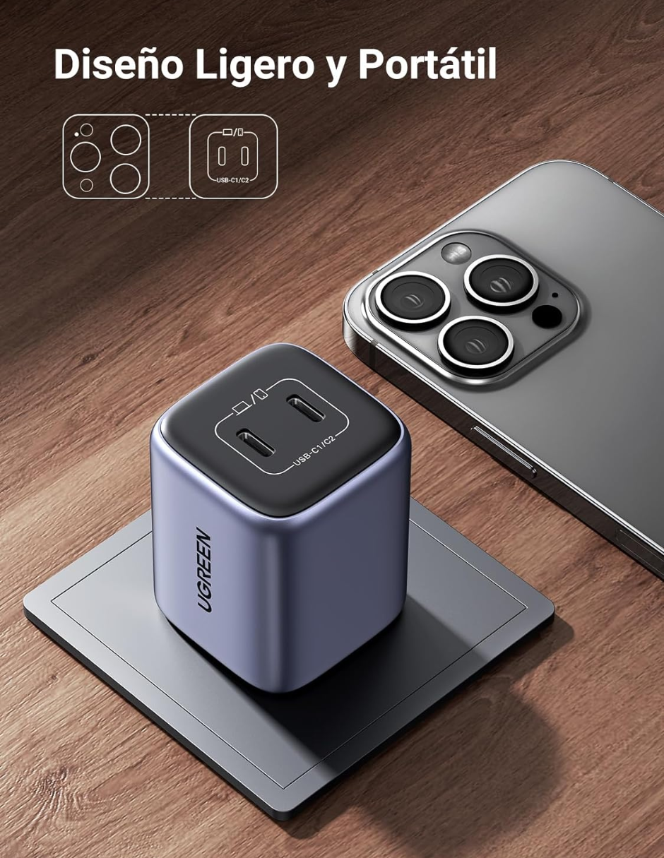 UGREEN Cargador USB C PD 45W Nexode Carga Rápida.