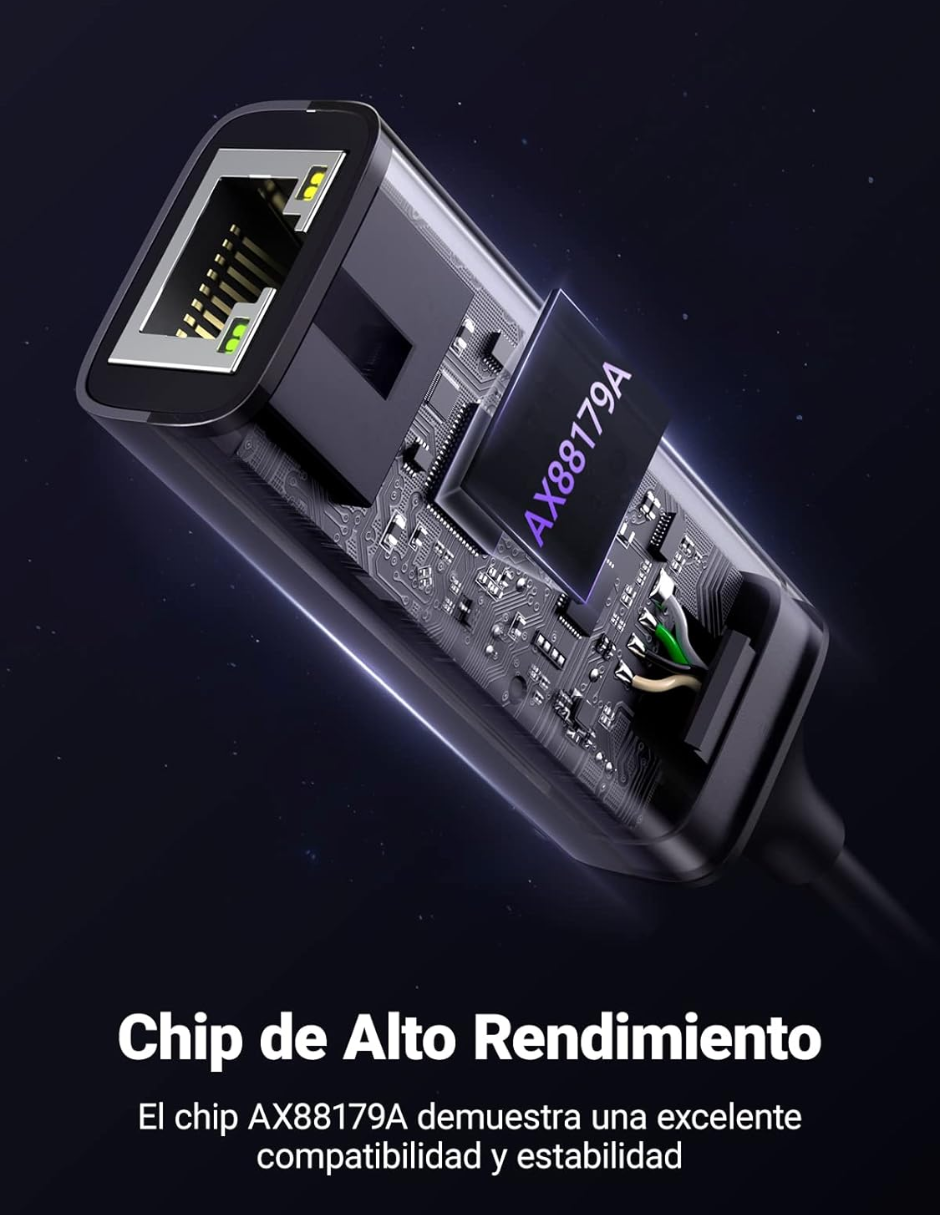 UGREEN Adaptador USB C a Ethernet, Gigabit 1000Mbps.