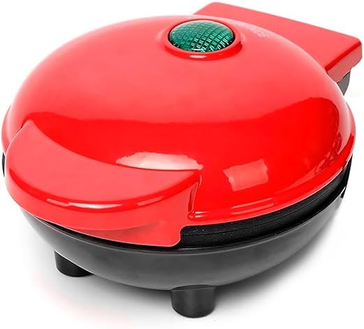 Raganet, Waflera Electrica con Doble Plancha Antiadherente, Maquina de Waffles de 750 Watts, Indicador de Encendido y Calentamiento Uniforme. (Rojo Redondo).