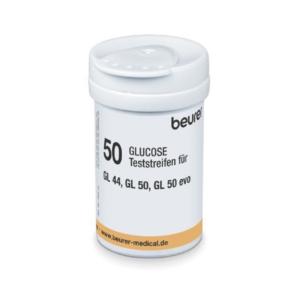50 Tiras Reactivas P/ Glucómetros Gl44 Gl50 Gl50 Evo Beurer.