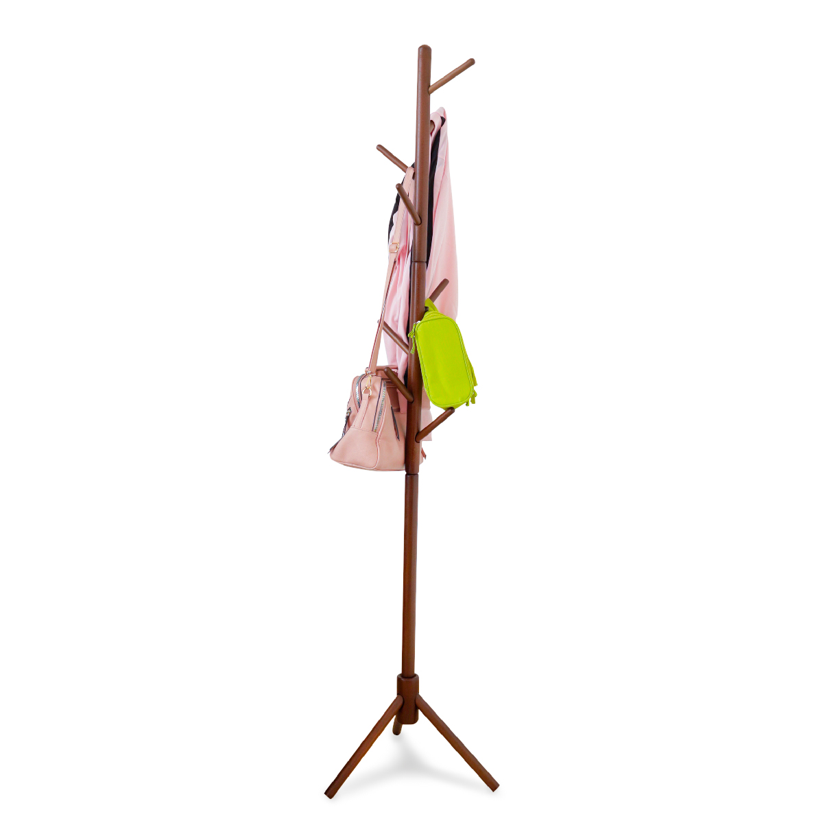 Perchero de madera minimalista estilo oriental. Elegante perchero de pie con 8 ganchos para organización de espacio.