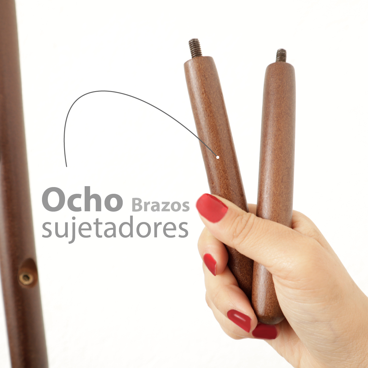 Perchero de madera minimalista estilo oriental. Elegante perchero de pie con 8 ganchos para organización de espacio.