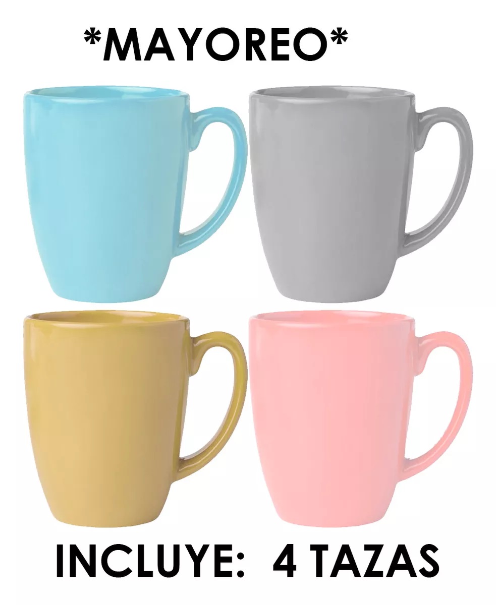 4 Tazas De Ceramica Porcelana Cafe Te Bebidas Calients Colrs.
