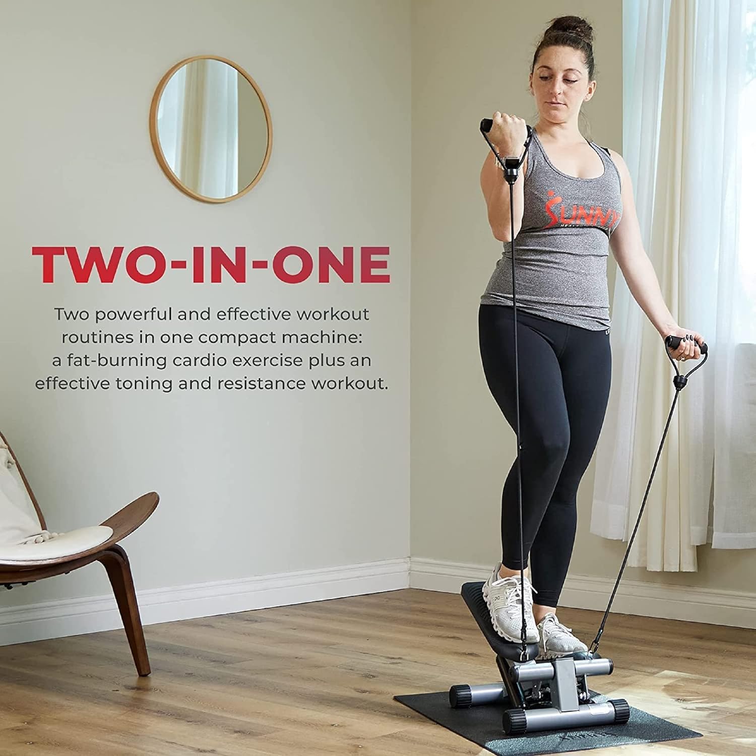 Mini escaladora con bandas de resistencia,ligas sunny health.