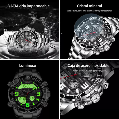 Relojes De Cuarzo Cronógrafo De Acero Inoxidable Foxbox Para