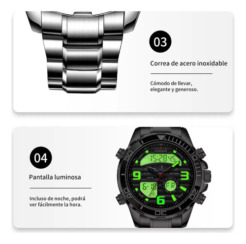 Relojes De Cuarzo Cronógrafo De Acero Inoxidable Foxbox Para