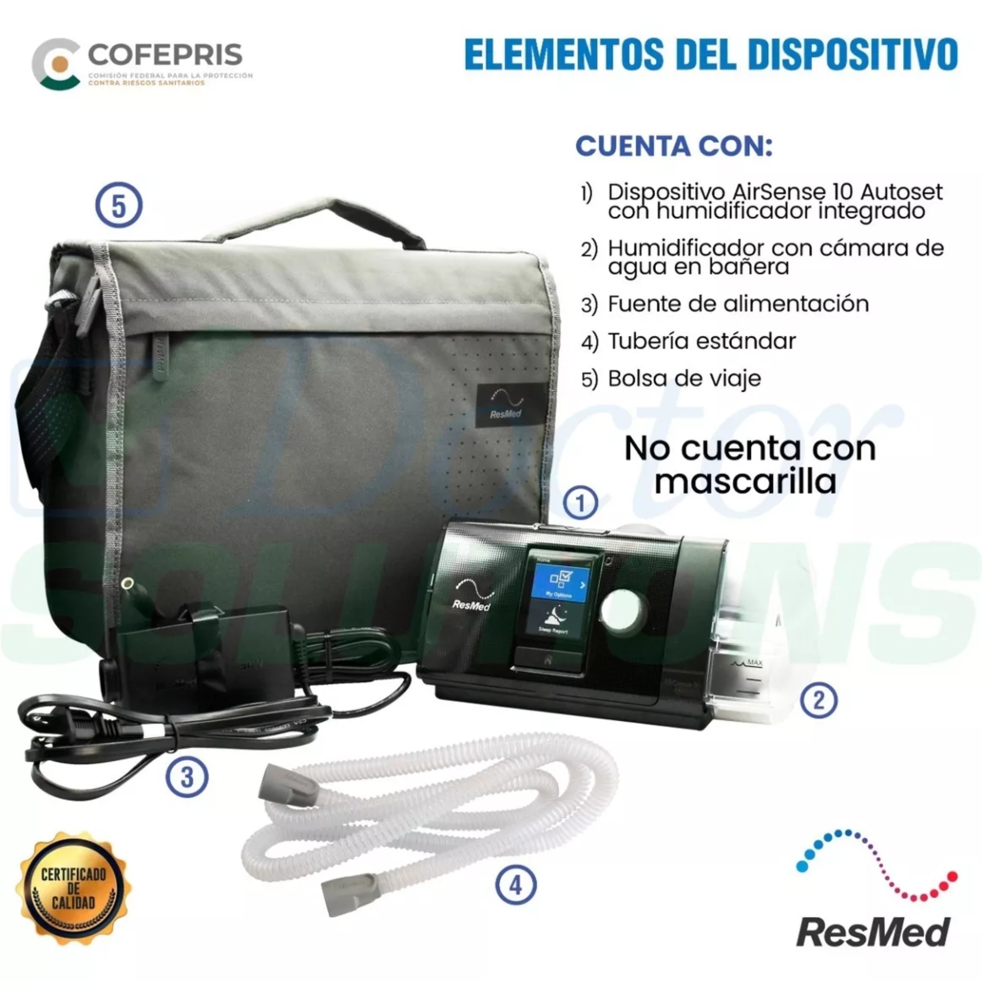 Cpap Fijo Resmed Air Sense 10s Con Humificador.