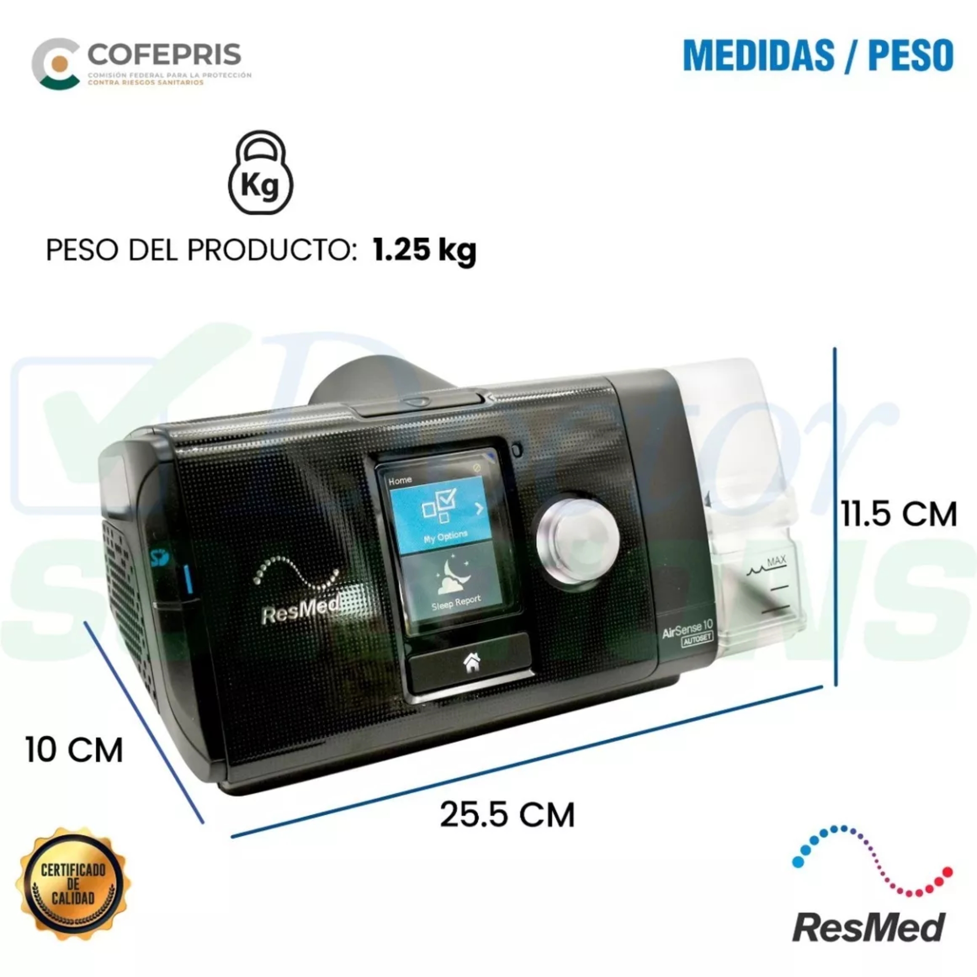 Cpap Fijo Resmed Air Sense 10s Con Humificador.