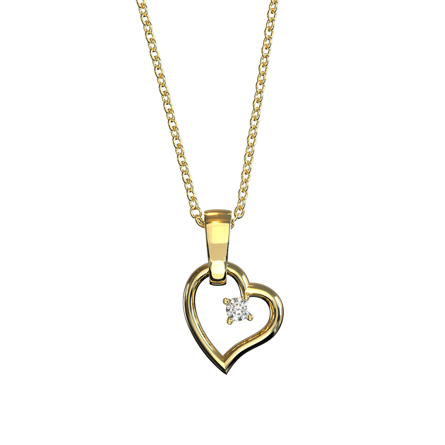 Collar Corazon Fansy Baño de Oro 14K | Zirconia Swarovski.