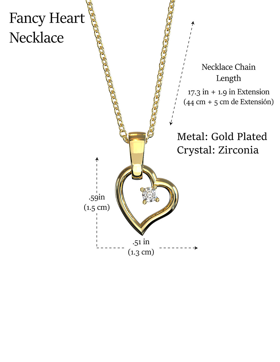 Collar Corazon Fansy Baño de Oro 14K | Zirconia Swarovski.