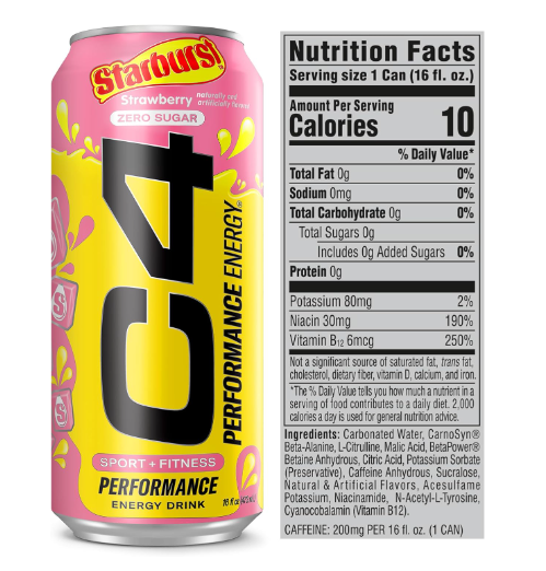 Caja de Bebida Energizante C4 (Fresa) 12 Latas