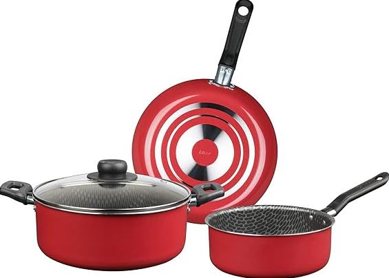 Ecko 68578- Batería de cocina de 4 piezas classic, rojo .
