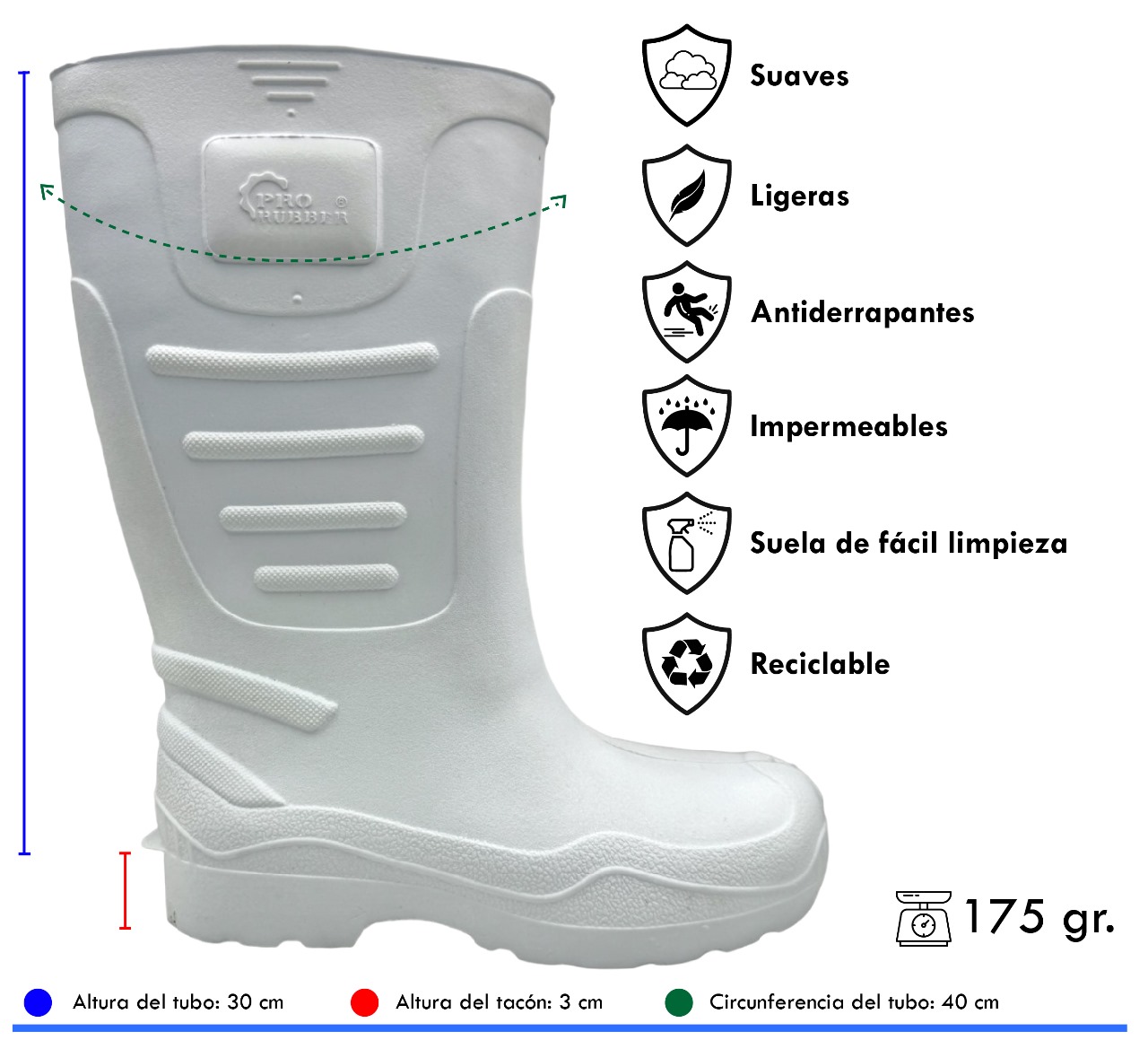 Bota De Lluvia, Ligera Trabajo Rudo Y Plantilla Titan Flexible