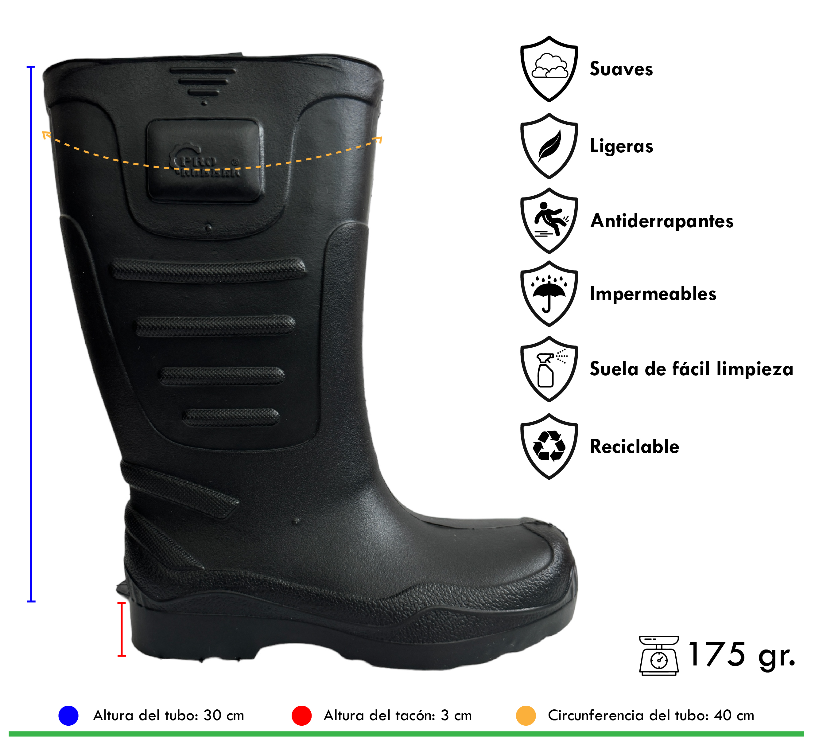 Bota De Lluvia, Ligera Trabajo Rudo Y Plantilla Titan Flexible