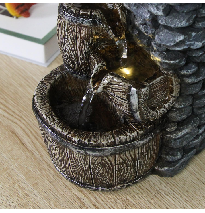 Fuente decorativa interior con maceta cascada LED 