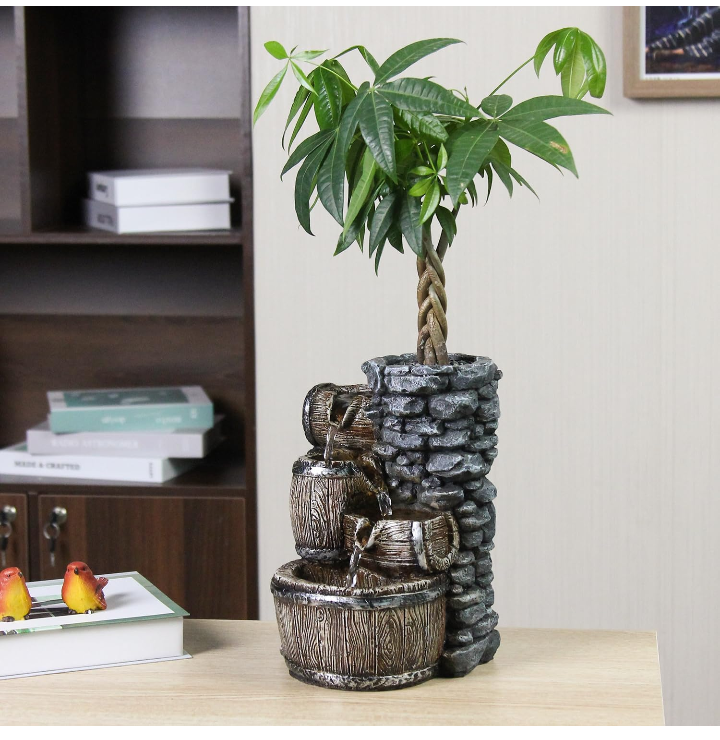 Fuente decorativa interior con maceta cascada LED 