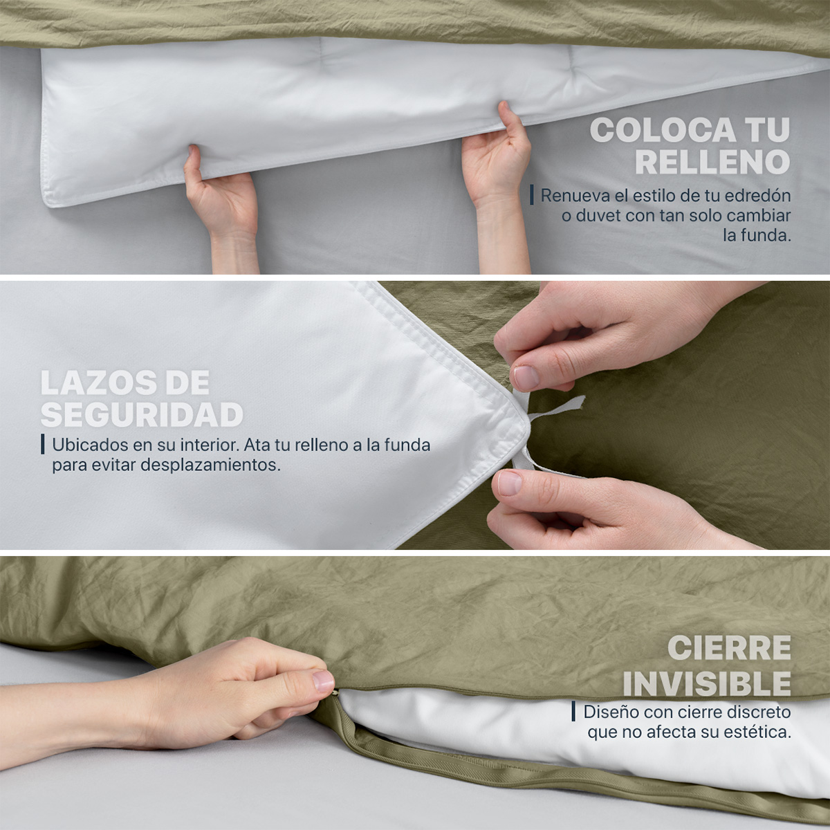 Funda para Duvet Microfibra Acabado Prelavado Sin Relleno más Fundas de Almohada King Size XL Verde Esquimal.