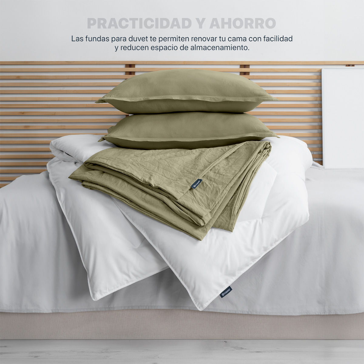 Funda para Duvet Microfibra Acabado Prelavado Sin Relleno más Fundas de Almohada King Size XL Verde Esquimal.