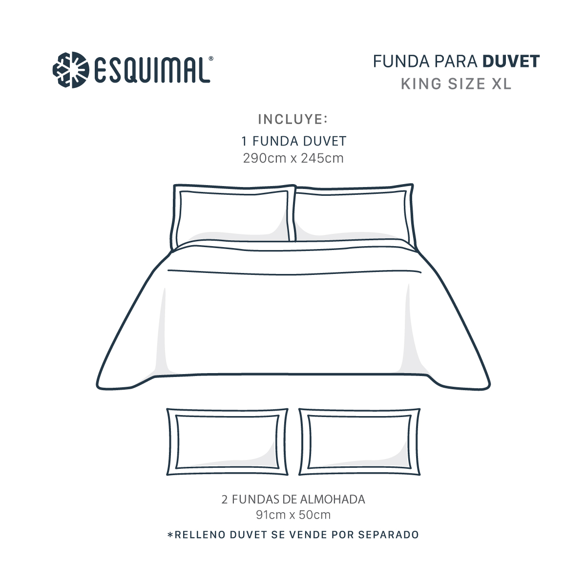 Funda para Duvet Microfibra Acabado Prelavado Sin Relleno más Fundas de Almohada King Size XL Verde Esquimal.