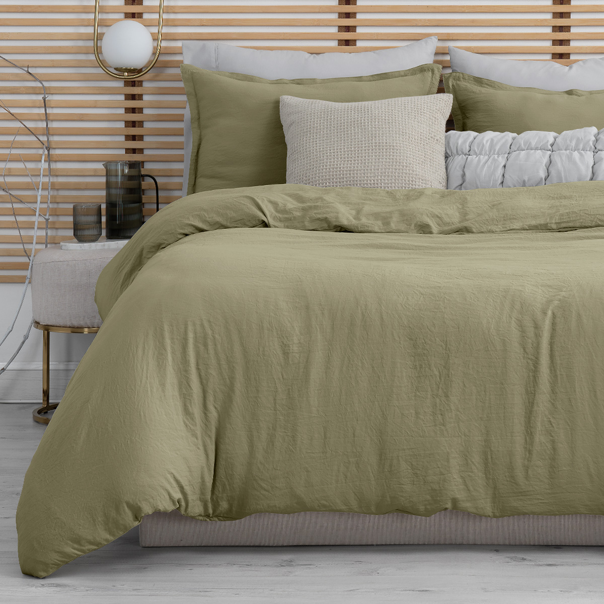 Funda para Duvet Microfibra Acabado Prelavado Sin Relleno más Fundas de Almohada King Size XL Verde Esquimal.