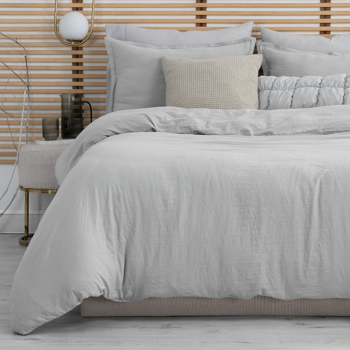 Funda para Duvet Microfibra Acabado Prelavado Sin Relleno más Fundas de Almohada Matrimonial XL Gris Claro Esquimal.