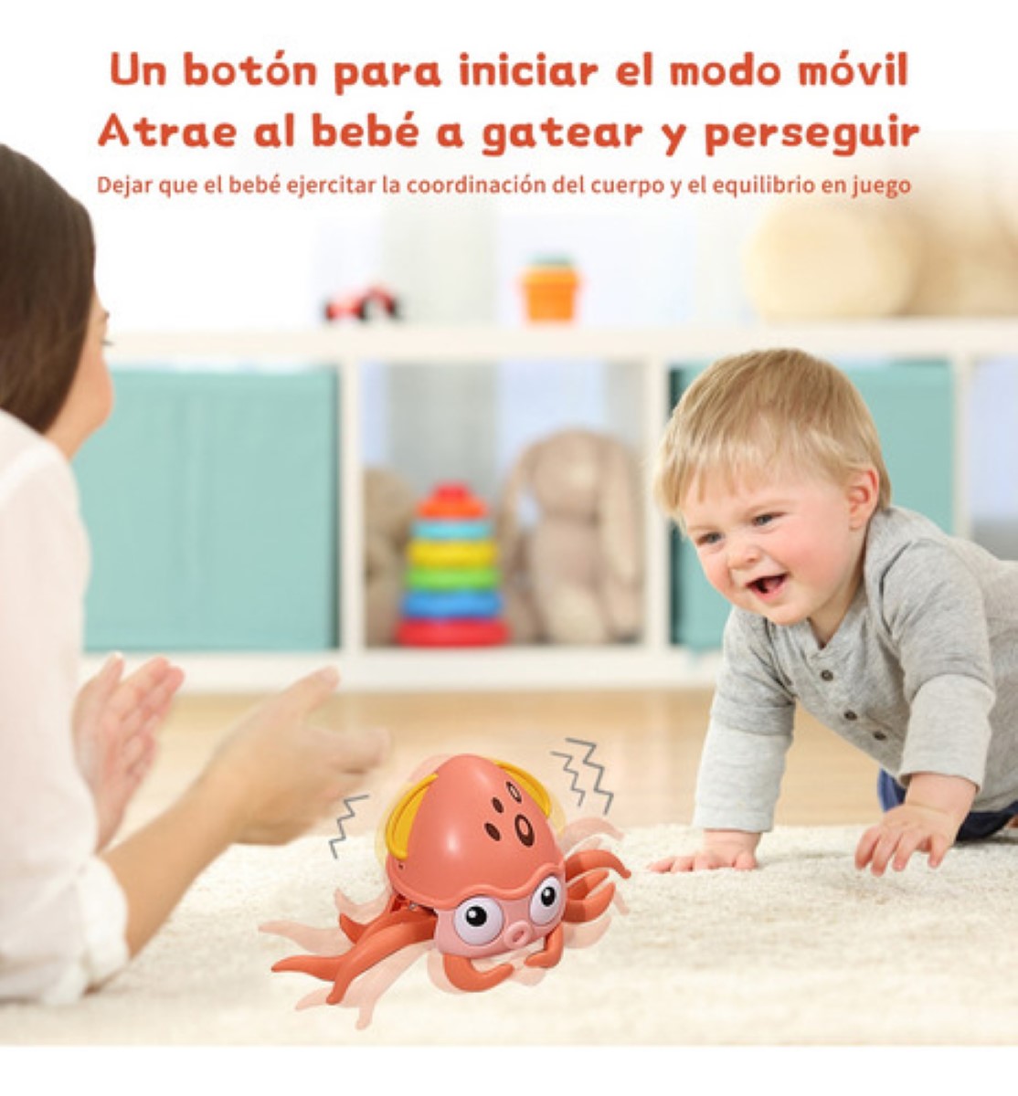 Juguete Pulpo Para Niño Musica Y Luz Funcion De Sensor Naranja 1 Pz