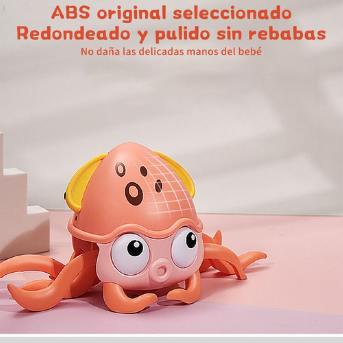 Juguete Pulpo Para Niño Musica Y Luz Funcion De Sensor Naranja 1 Pz