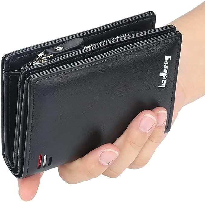 A Cartera para Hombre, lletera para Hombre Piel, con RIFD Protección, 11 Ranuras para Tarjetas, con Cremallera,.