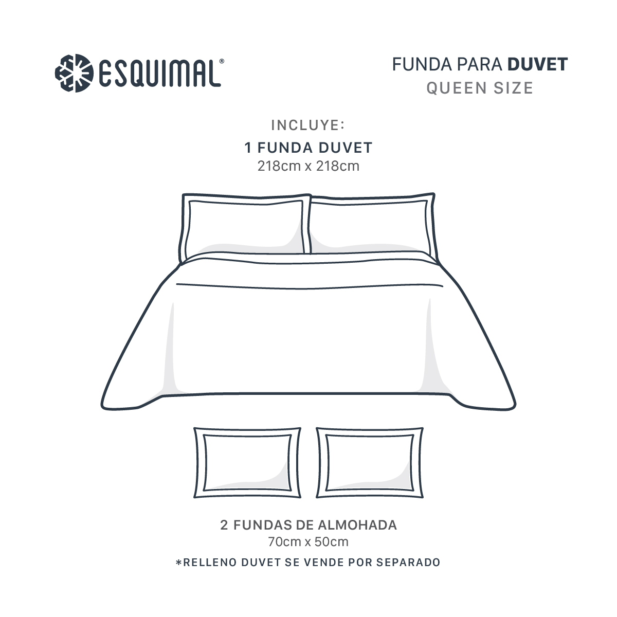 Funda para Duvet Microfibra Acabado Prelavado Sin Relleno más Fundas de Almohada Doble Vista Queen Size Rosa - Rosa Claro Esquimal.