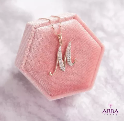 DIJE LETRA M ORO 14K ABBA JOYAS