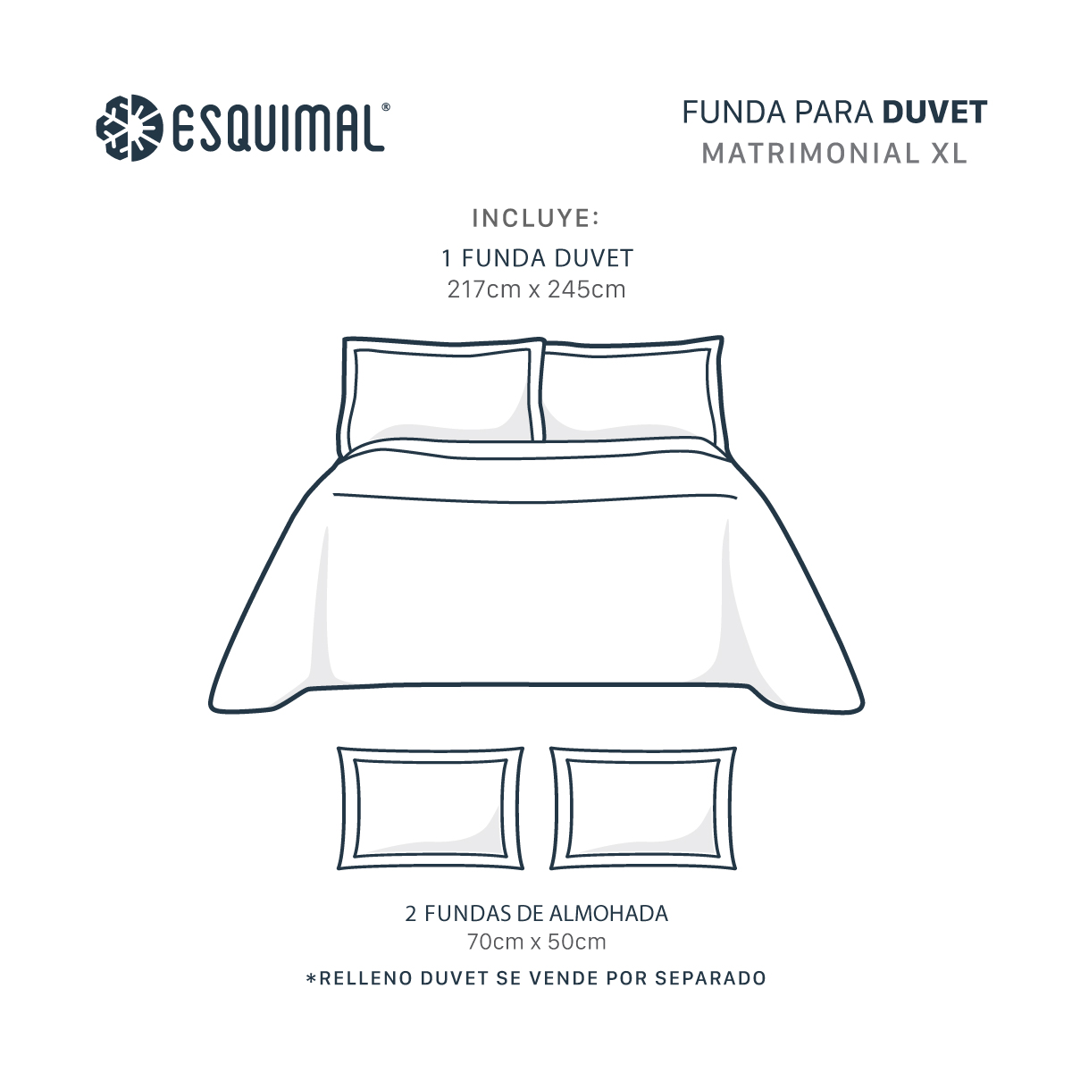 Funda para Duvet Microfibra Acabado Prelavado Sin Relleno más Fundas de Almohada Doble Vista Matrimonial XL Café - Beige Esquimal.
