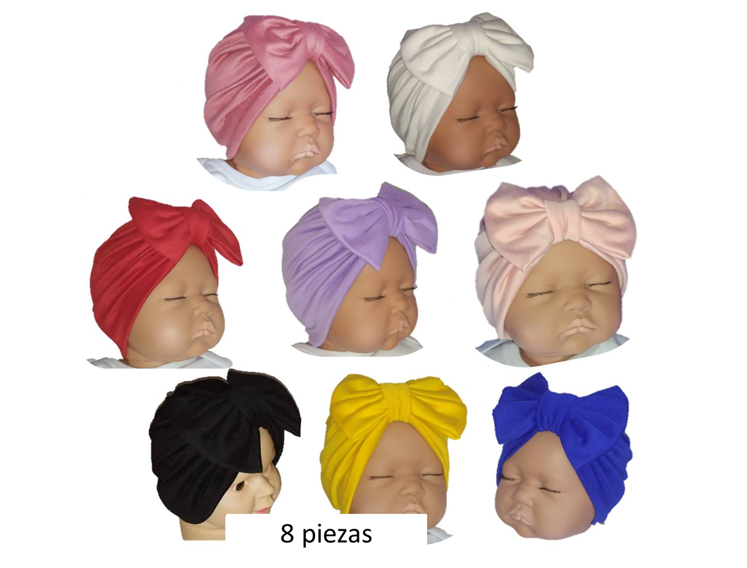 Turbantes para niña TYAMIA (8 piezas). Talla 0-6 m. .