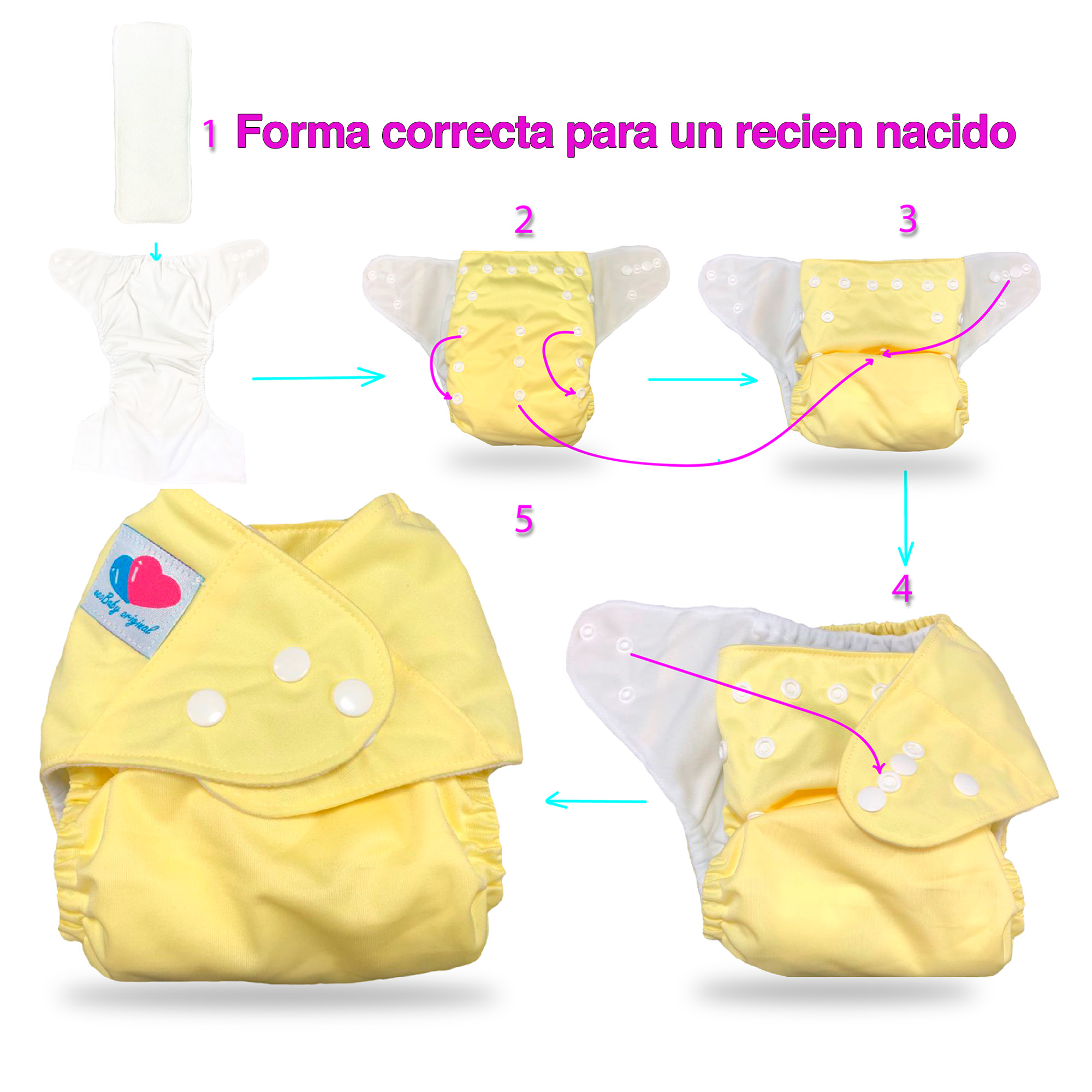 Pañales de tela para bebés con insertos de microfibra 4 capas ecobaby original 