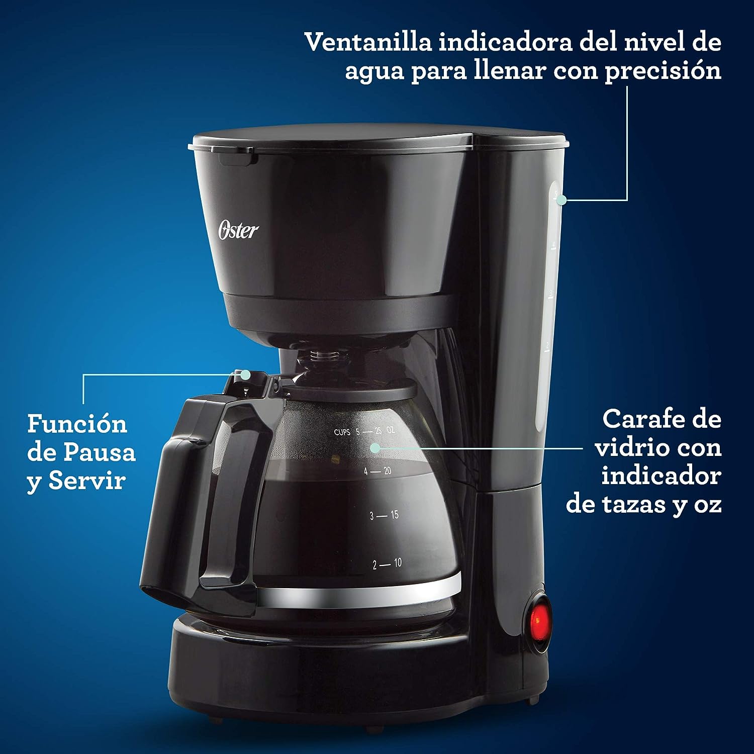 Cafetera 5 tazas con filtro permanente 2128178 oster.