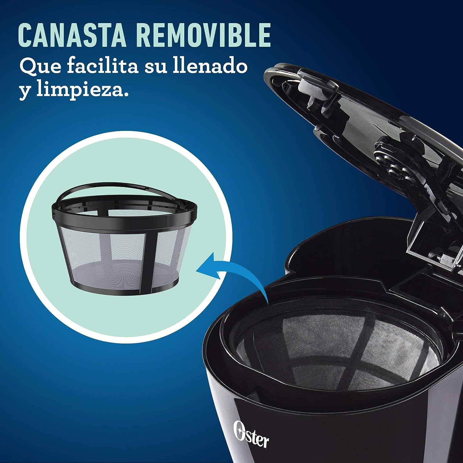 Cafetera 5 tazas con filtro permanente 2128178 oster.