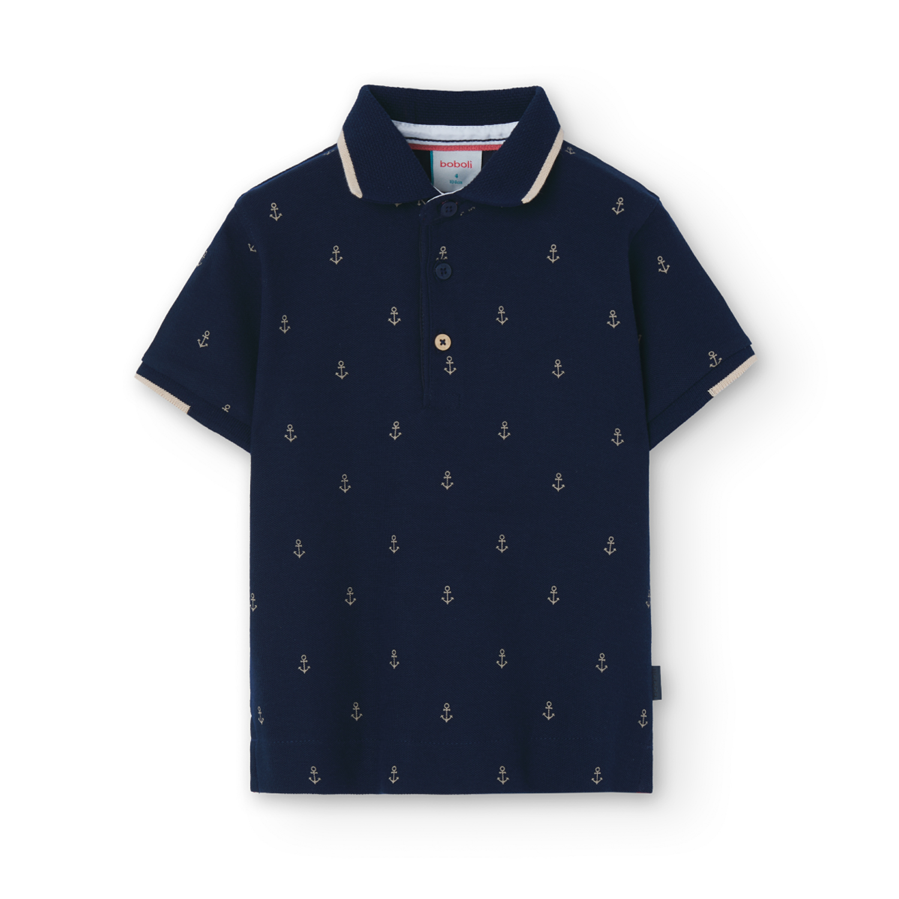 Playera Polo Pique Estampado Anclas Para Niño BOBOLI