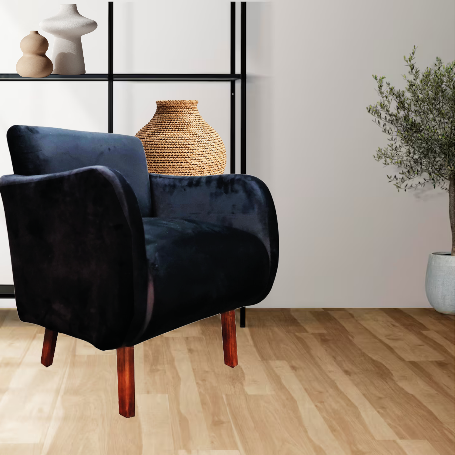 Antema Sillón Sofá Individual Color Negro elegante para toda ocasión, para recepción, salas, oficina, eventos