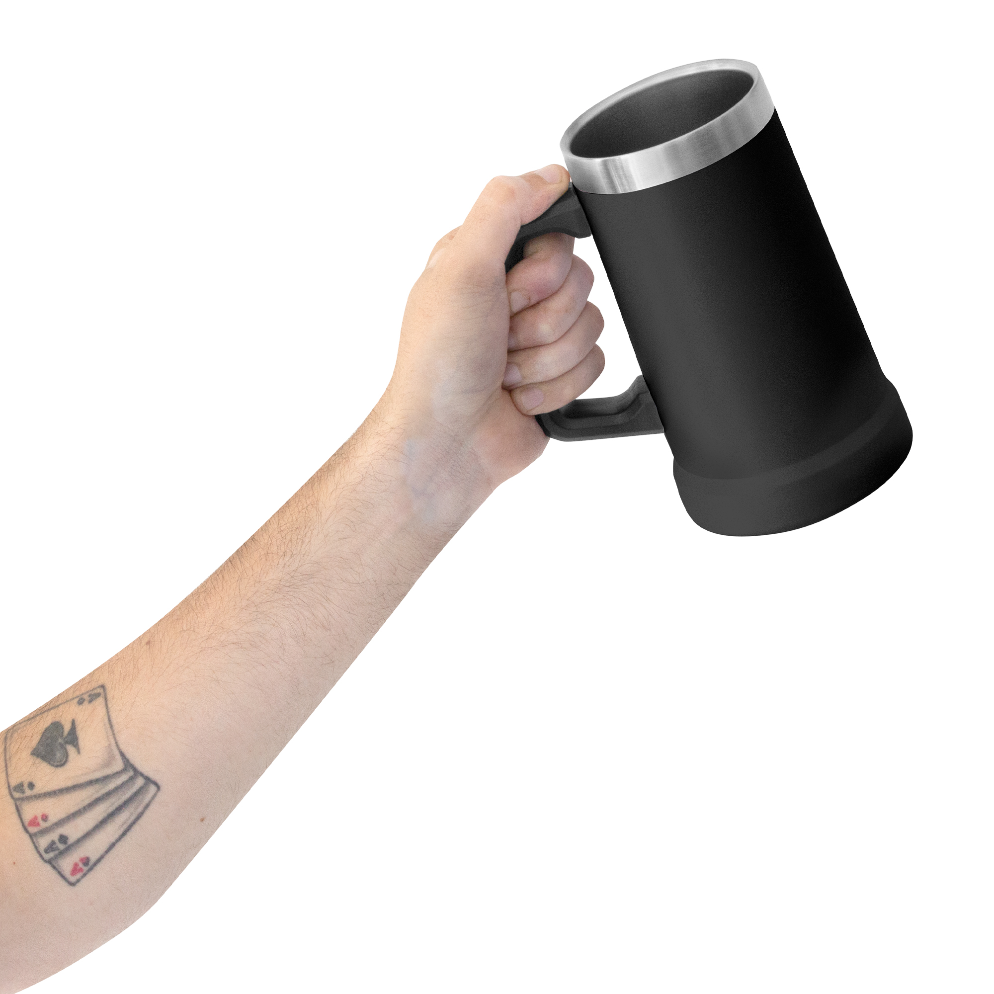 Tarro cervezero de Acero Inoxidable (710ml) de doble pared termica. Hasta 3 Horas Frío y 2 Horas Caliente (Negro)