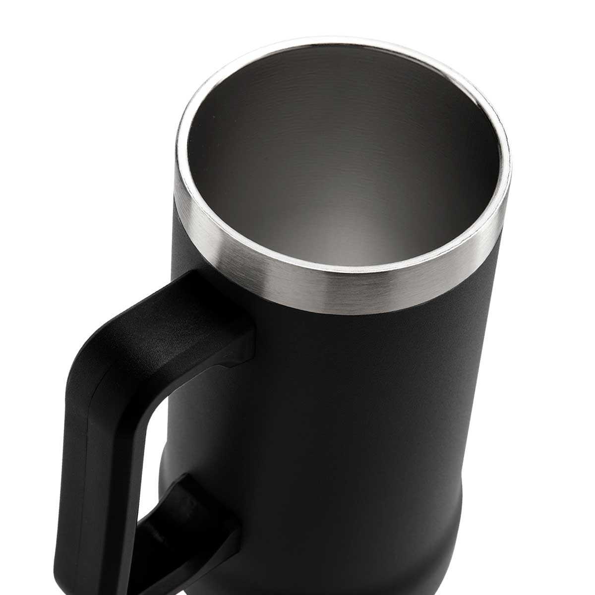 Tarro cervezero de Acero Inoxidable (710ml) de doble pared termica. Hasta 3 Horas Frío y 2 Horas Caliente (Negro)