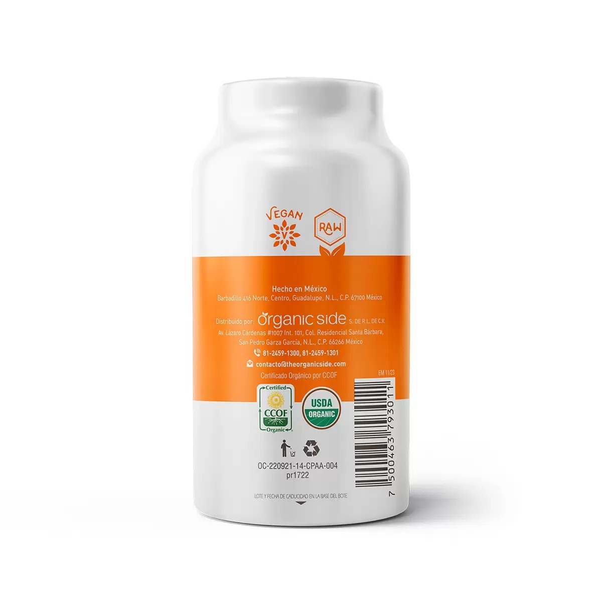 Organic Side Turmeric con Piperina 110 Cápsulas.
