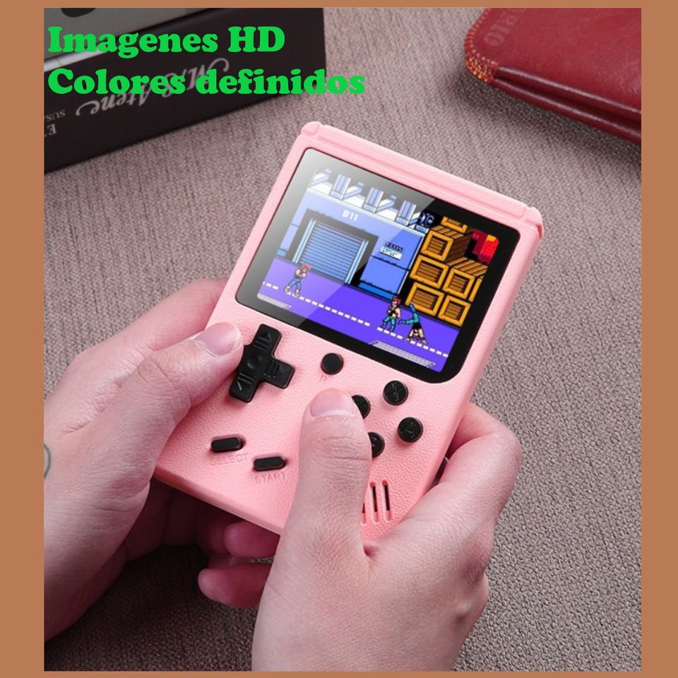 Mini consola portátil retro videojuegos color azul LCD 3" 500 juegos recargable usb gamer portatil.
